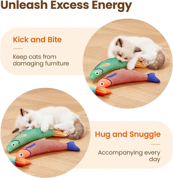 Interactive Fish Catnip Plush Toy with Squeaker