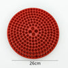 Red circular grit guard insert for a car wash bucket with a mesh filter