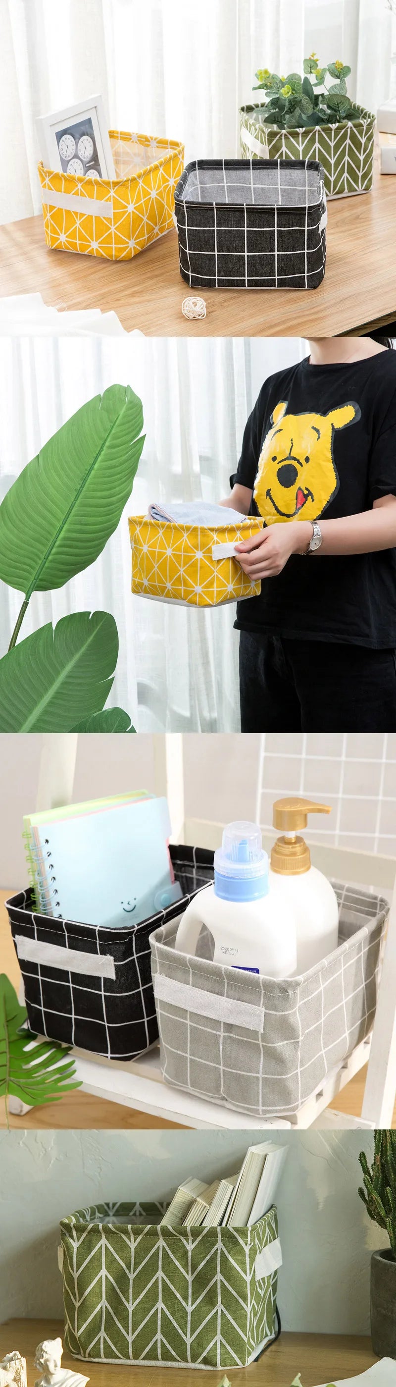 Foldable Canvas Storage Basket with Handles