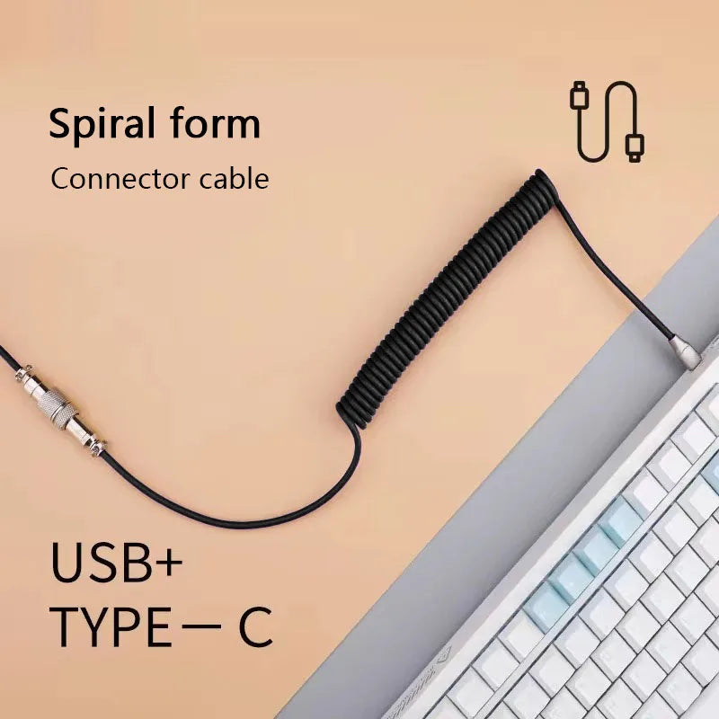 Retractable Coiled USB Cable for Mechanical Keyboards