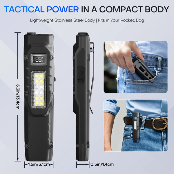Lampe de poche LED compacte avec affichage numérique