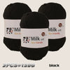 Three skeins of black Silk-friendly Milk cot yarn for knitting and crochet