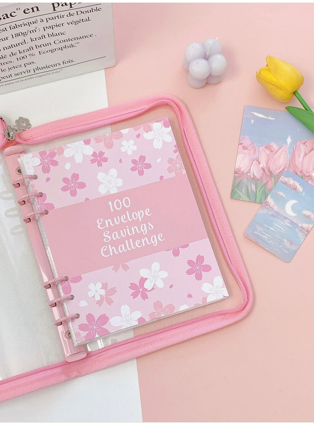 Savings Challenge Binder with Cash Envelopes