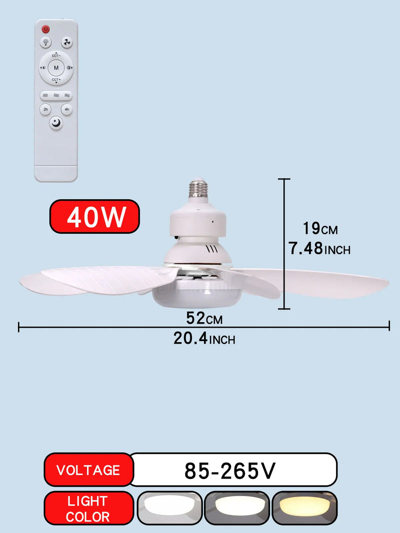 Modern 6-Blade Ceiling Fan with Remote-Controlled LED Light