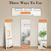 Three ways to use a full length mirror with an aluminum alloy frame, showing standing, horizontal, and leaning options.