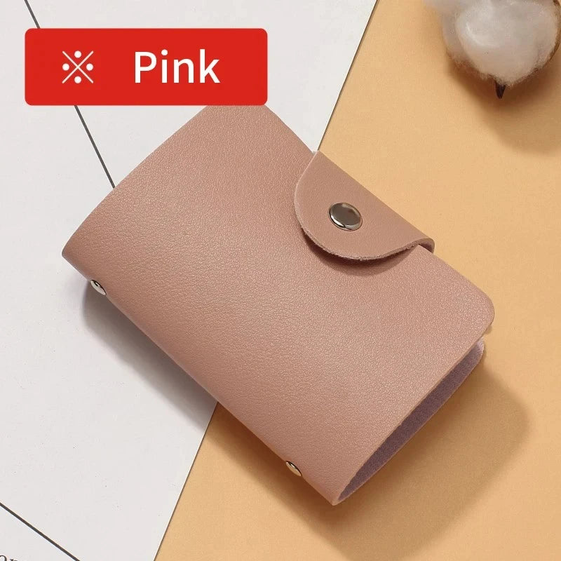Compact Leather Card Holder Wallet with 24 Slots