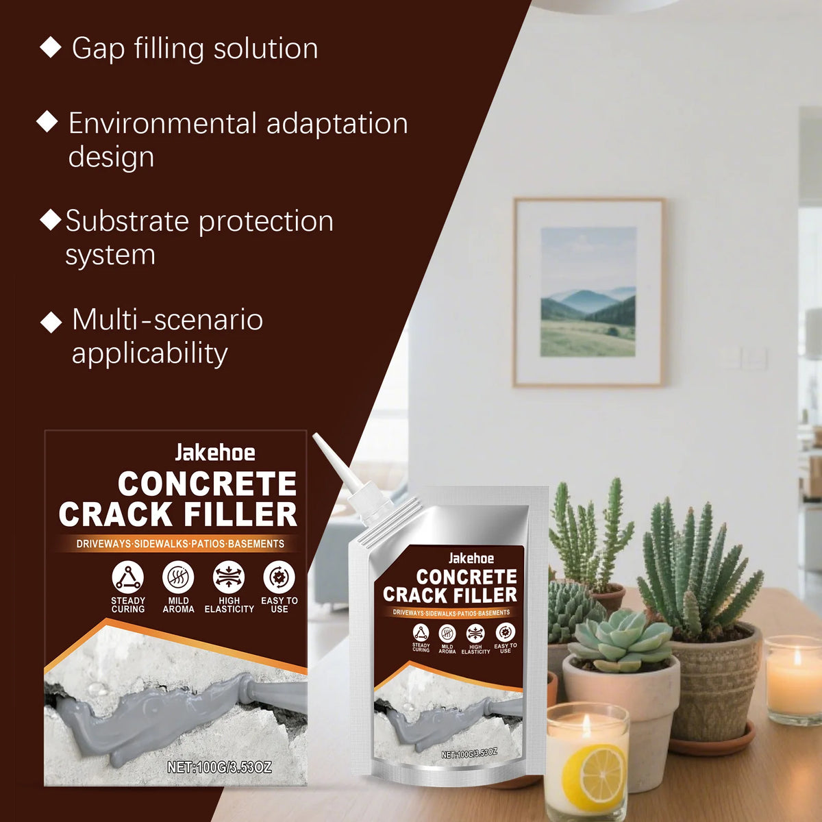 Self-Leveling Concrete Crack Filler & Waterproof Sealant