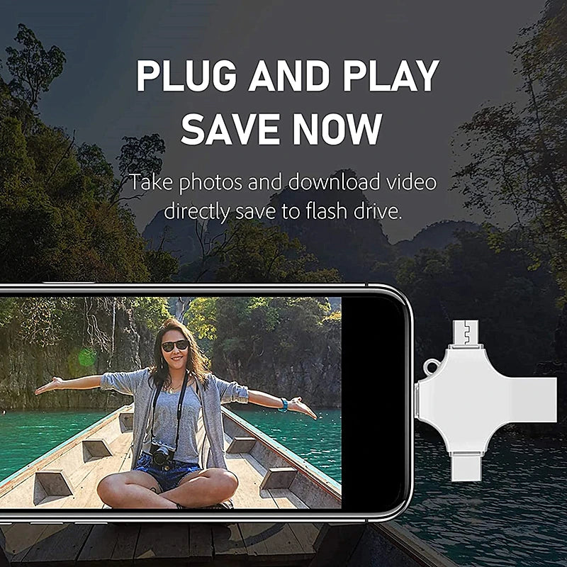 4-in-1 USB 3.0 OTG Flash Drive for iPhone, Android, and Type-C Devices