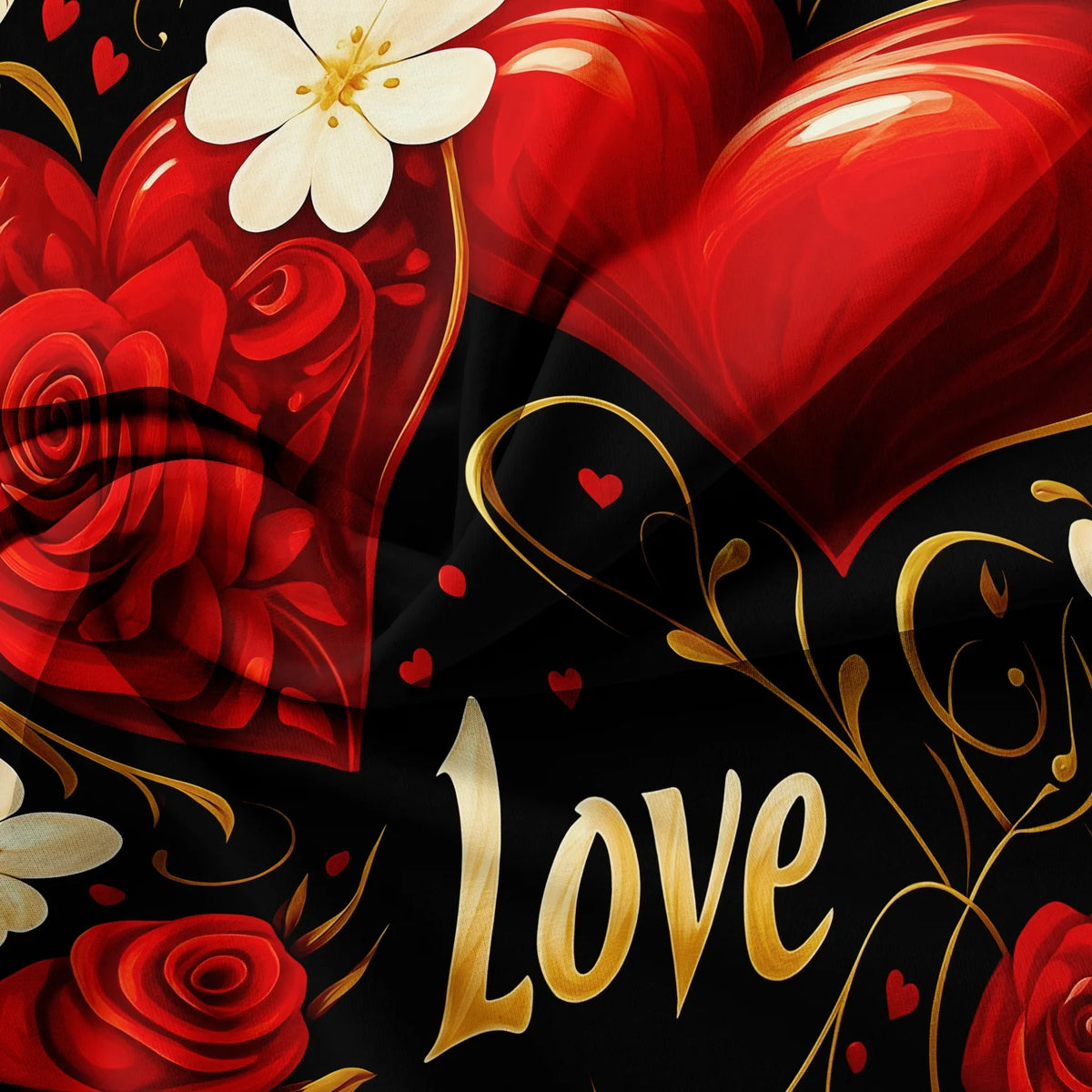 Floral Heart Print Duvet Cover Set with Pillowcases