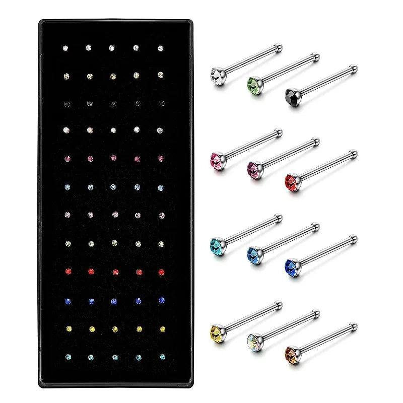 Ensemble de Piercings de Nez en Acier Inoxydable Géométrique