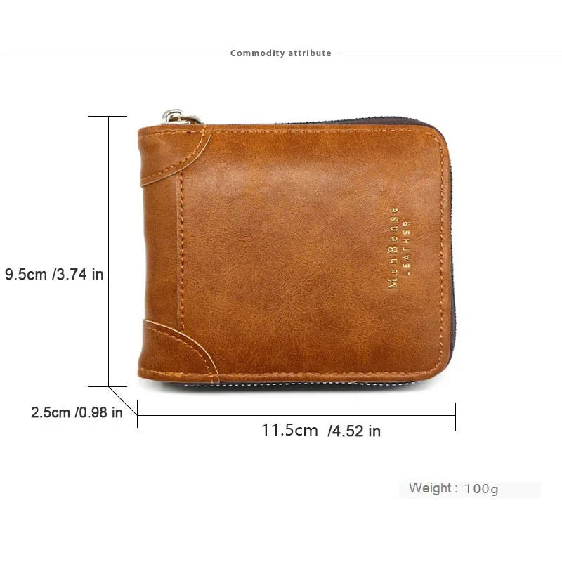 Vintage Compact Zipper Wallet for Men