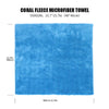 A rectangular blue coral fleece microfiber towel measuring 15.7in by 40mm.