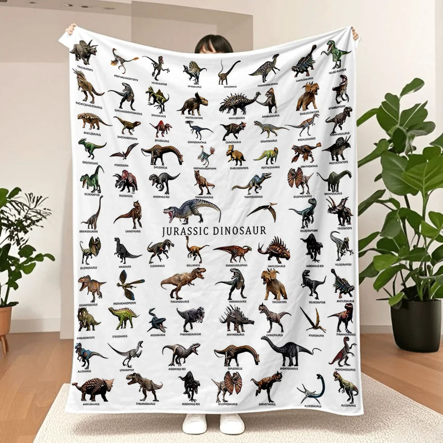 Dinosaur World Flannel Throw Blanket – Cozy Jurassic Decor for Bed & Sofa