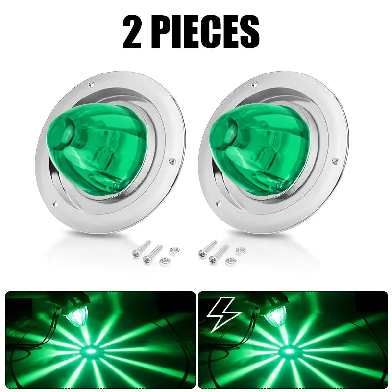 Two pieces of green watermelon LED marker and turn signal lights for vehicles