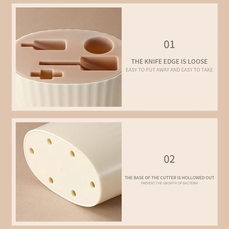 Set de 5 Piezas de Cuchillos y Tijeras de Acero Inoxidable para Cocina [Incluye Soporte] - Juego Completo Doméstico