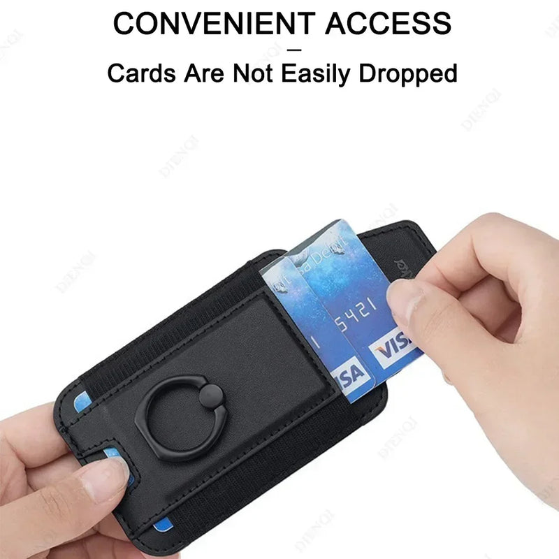 Slim Magnetic Wallet Case with Ring Stand