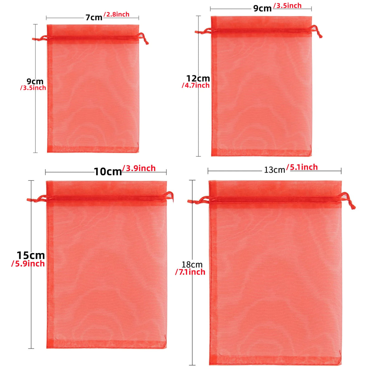Sheer Organza Drawstring Gift Bags (Set of 100)