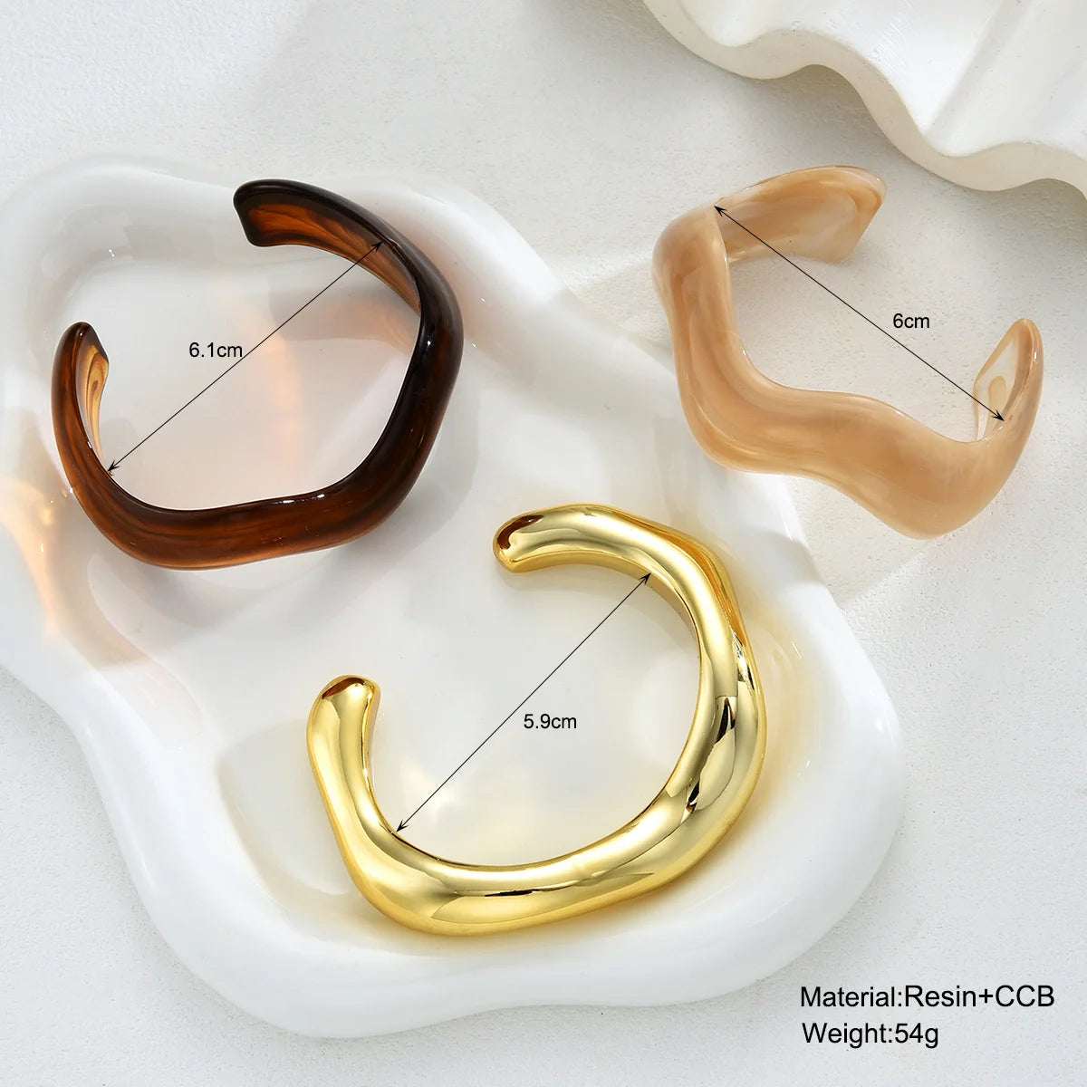 Irregular Wavy Resin Cuff Bangle Set