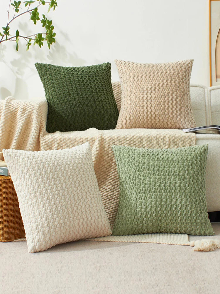 Boho Corduroy Square Pillow Cover - Farmhouse Neutral Decor
