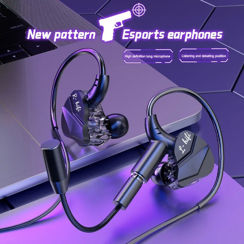 Wired Gaming Earbuds with Dual Microphone and Active Noise Cancellation