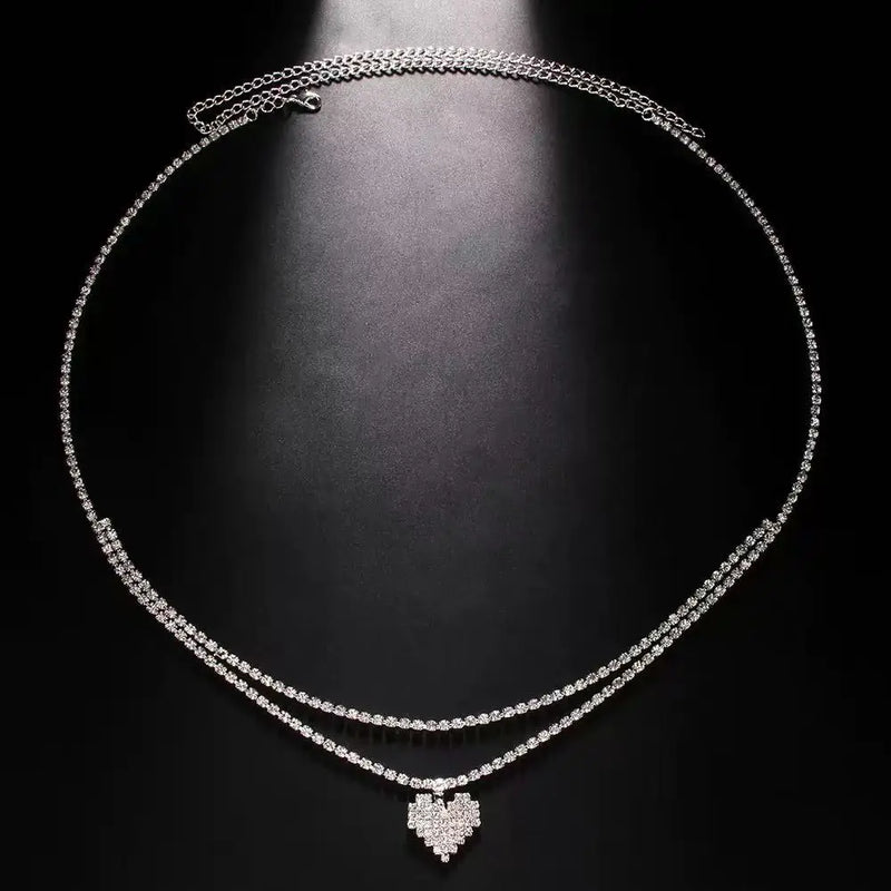 Rhinestone Water Drop Waist Chain