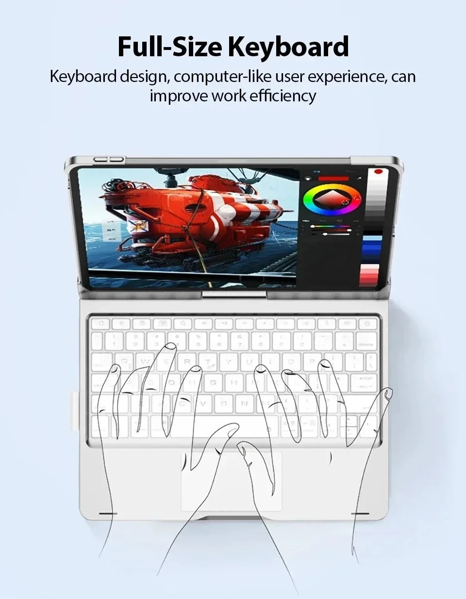 Backlit 360° Rotatable Keyboard Case for iPad with Pencil Holder