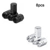 Eight black aluminum alloy tire valve caps for various vehicles