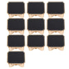 A set of twelve mini wooden chalkboard signs with gold accents arranged in a grid.