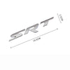 Silver metal SRT grille emblem with dimensions showing 2.5cm height and 14.5cm length