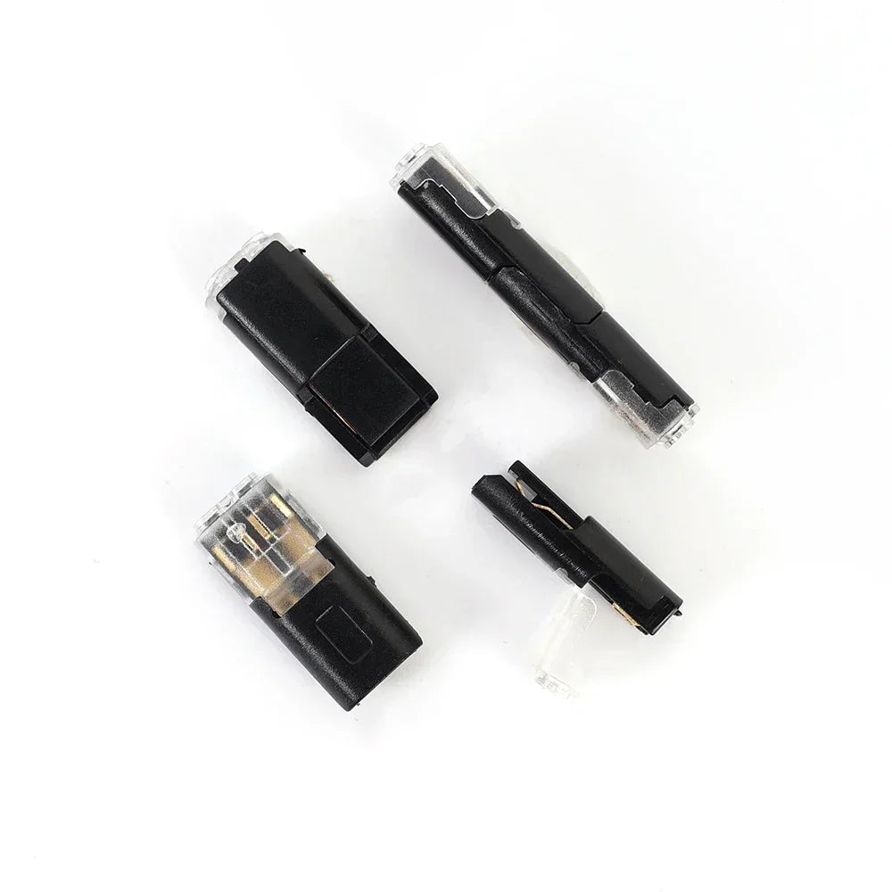 A set of waterproof 2-pin electrical connectors for automotive wiring, shown in black and clear plastic.