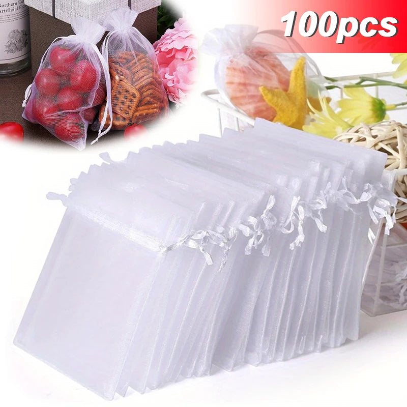 Sheer Organza Drawstring Gift Bags (Set of 100)