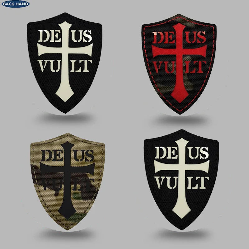 Knights Templar Cross Patch with Hook and Loop Backing