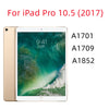 A clear view of a premium tempered glass screen protector for an iPad Pro 10.5 (2017) device.