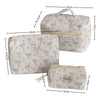 Pink Bow Plaid Quilted Cosmetic Bag with Multiple Compartments