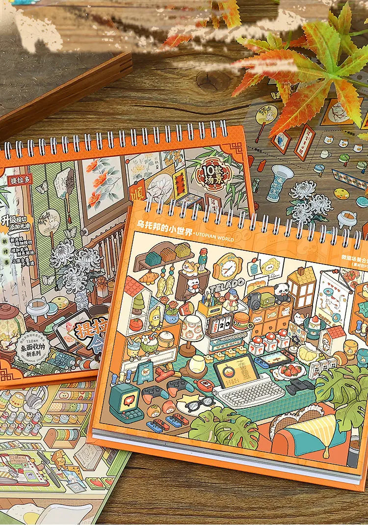 10-in-1 3D Cartoon Desktop Organizer Sticker Pack for Scrapbooking and DIY