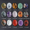 Fifteen natural crystal stones including Unakite, Clear Quartz, Tiger Eye, Aventurine, and Maghoney.