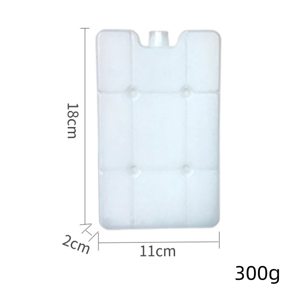 White reusable leak-proof ice pack measuring 18cm by 11cm and weighing 300g