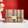 Bohemian Woven Crossbody Bag with Chain Strap