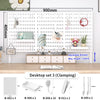 A white desktop pegboard organizer set featuring hooks, shelves, and various accessories for organization.