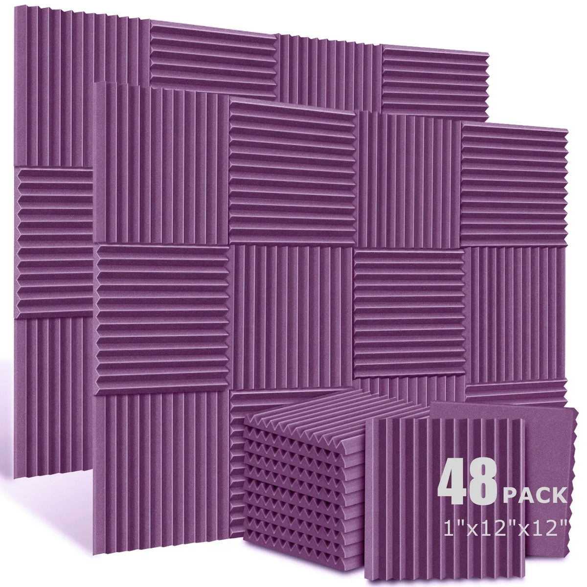 Acoustic Foam Wedge Panels for Soundproofing & Studio Treatment (48-Pack)