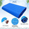 Blue PVC non-slip swimming pool ladder mat with a textured surface and free cropping feature