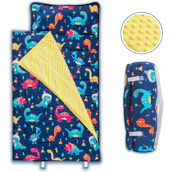 Dinosaur Toddler Nap Mat with Removable Pillow and Fleece Blanket