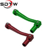 CNC aluminum folding gear shift lever for motorcycles and dirt bikes in green and red colors