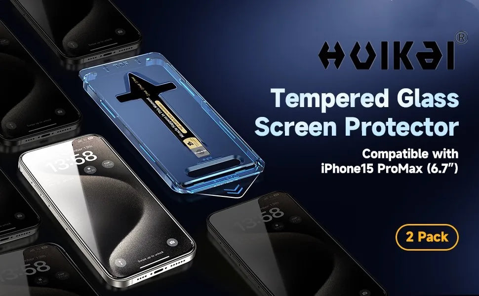 2-Pack Tempered Glass Screen Protector for iPhone with Auto Dust-Elimination Install
