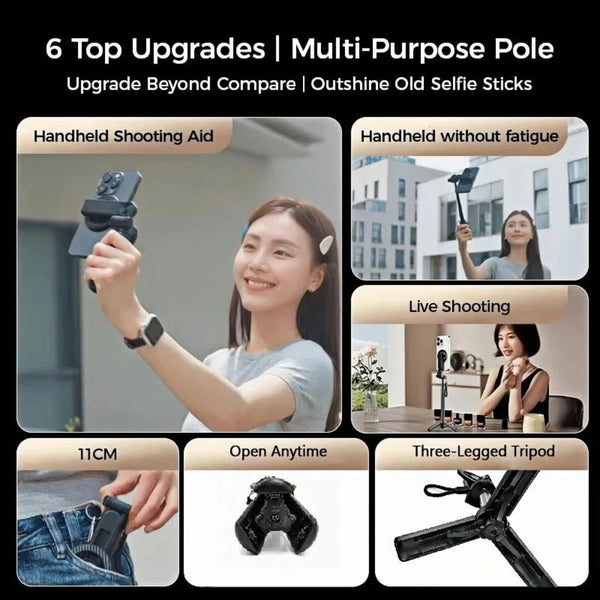 Magnetic Selfie Stick with Bluetooth Remote