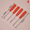 A set of four orange automotive picks and hooks for seal and O-ring removal tools.