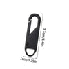 A black universal metal zipper sliders replacement set of eight with dimensions shown.