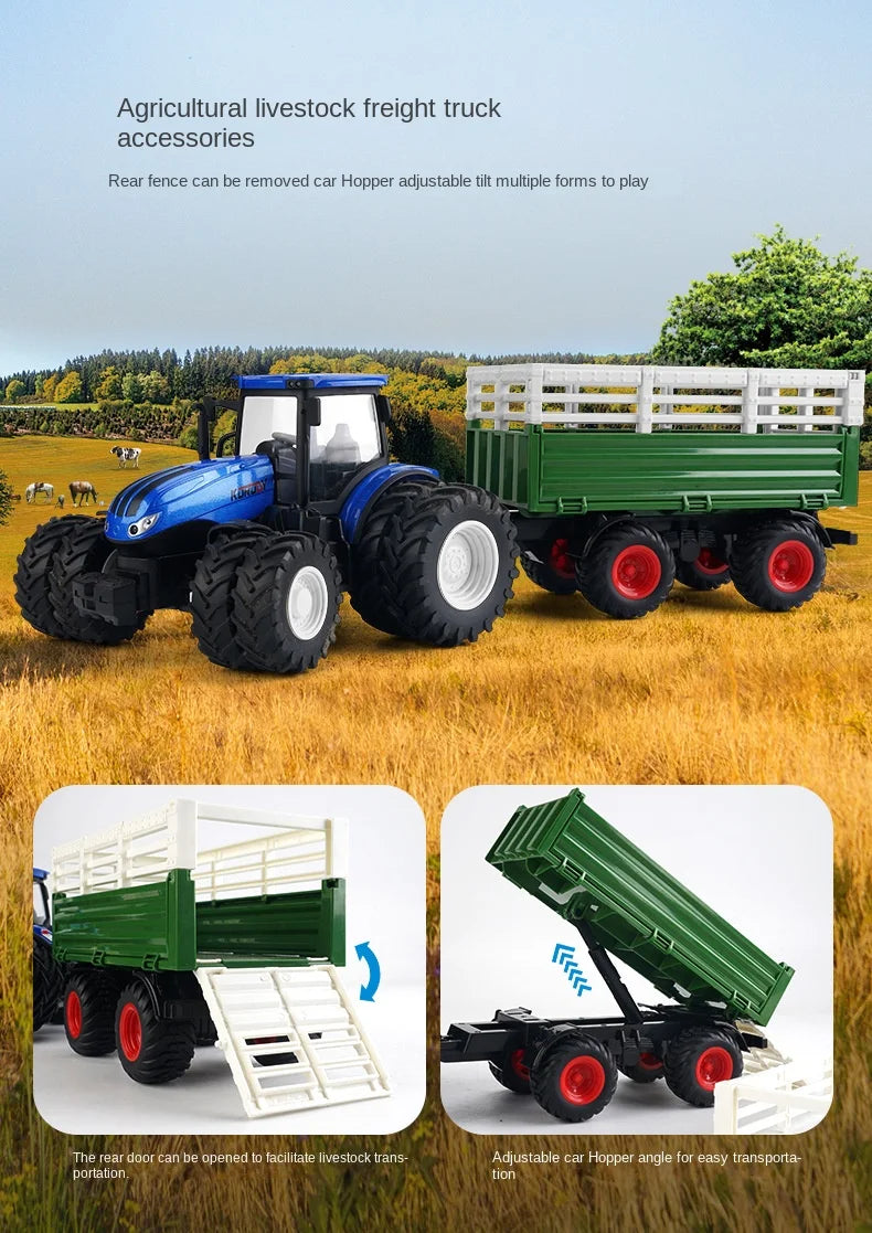 Remote-Controlled Farm Tractor Toy with Realistic Engineering Details
