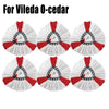 Eight replacement mop heads for Vileda 0-cedar featuring white and red striped fabric.