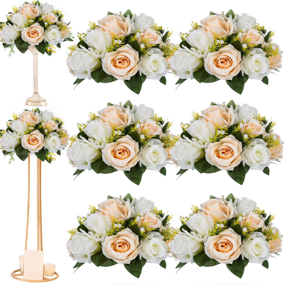 Set of 6 Silk Rose Flower Balls for Wedding & Event Decor